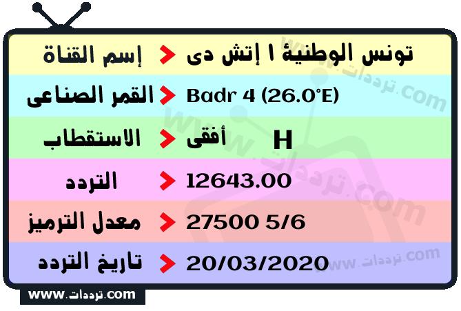 تردد قناة تونس الوطنية 1 إتش دي على القمر بدر سات 4 26 شرق 2024